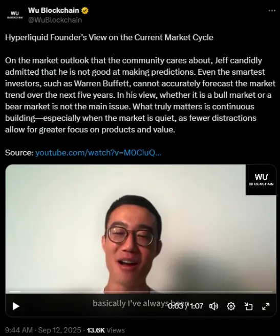 Colin Wu comparte la opinión de Jeff Yan sobre la centralización y los creadores de mercado | Fuente: X